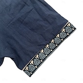 cheap Vacation-Men's Shirt Linen Shirt Summer Shirt Beach Shirt Button Up Shirt Tribal Casual Holiday Black Navy Blue Green Khaki Short Sleeve Turndown Summer Clothing Apparel Front Pocket
