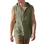 preiswerte Fitness Tank-Tops-Herren Tank Top Weste Unterhemd Ärmelloses Shirt Ärmellos Mit Kapuze Sommer Einfach Mode Designer Basic Knöpfe Urlaub Straße Ausgehen Schwarz Weiß Gelb Top T-Shirt für Herren