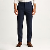 baratos Calças Elite Masculinas-Homens Calças Côr Sólida Comprimento do joelho O negócio Estilo Clássico Casual Preto Branco Sem Elasticidade