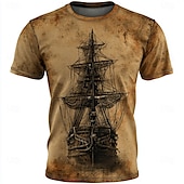 economico Magliette vintage-Per uomo Costumi da pirata Maglietta Manica Corta maglietta Stampa 3D Girocollo Camicia Moda Quotidiano Designer Streetwear Casuale Quotidiano Marrone Scuro Marrone chiaro Marrone Estate Primavera