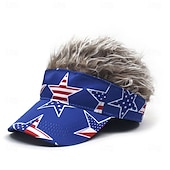 voordelige Heren honkbalpet-Voor heren Vizierhoed met puntige pruiken Nep haar vizier Pruik Heren Zonnehoed Baseballpet pruik hoed Koffie Grijs Mix van polyester / katoen Afdrukken Modieus Casual Dagelijks Independence Day