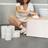 cheap Laundry Bags &amp; Hampers-Toilet Paper Storage Basket with Lid, Bamboo Toilet Paper Storage Holder Stand Organizer for Bathroom, Toilet Paper Storage Box Container with Handle, Toilet Tissue Storage Bin for RV Closet