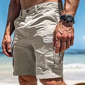 cheap Holiday-Men&#039;s Cargo Shorts Shorts Bermuda shorts Casual Shorts Multi Pocket Straight Leg Plain Comfort Soft Knee Length Casual Holiday Beach Fashion Streetwear Black Green Micro-elastic