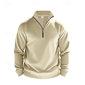 cheap Basic Sweatshirts-Men's Sweatshirt Quarter Zip Sweatshirt Apricot Black White Wine Red Half Zip Plain Sports &amp; Outdoor Daily Holiday Polyester Streetwear Basic Casual Summer Spring Clothing Apparel Hoodies Sweatshirts