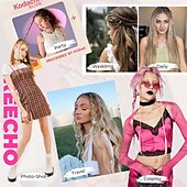 abordables Clip dans les extensions-Lot de 6 extensions de cheveux tressés à clips pour femmes, postiches synthétiques tressés à clips de 14 pouces pour une soirée costumée quotidienne, blond moyen avec des reflets pâles