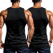 cheap Tank Tops-Men&#039;s Tank Top Vest Top Undershirt Sleeveless Shirt Sleeveless Crew Neck Summer Plain Fashion Designer Basic 2 Piece Vacation Street Going out Black White Black+White Top Tee for Men