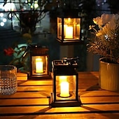 economico Illuminazione vialetto-Lanterne solari da esterno impermeabili da giardino, appese, con fiamma tremolante, a LED, senza candele, luci ad energia solare per decorazioni da giardino, tavolo, ombrellone da patio.
