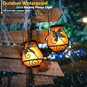 olcso Tájvilágítás-1 db kültéri, napelemes lánggal működő lámpa - vízálló LED-es dekoratív világítás kertbe, teraszra, ösvényre és hátsó udvarba