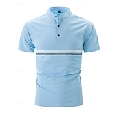 cheap Men's Classic Polo-Men's Golf Shirt Golf Polos Shirts Casual Sports Stand Collar Short Sleeve Basic Modern Color Block Patchwork Buttons Summer Spring Regular Fit Black Navy Blue Sky Blue Dark Green Brown Gray Golf