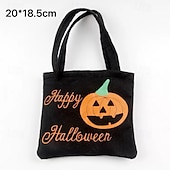 levne Halloweenové závěsné a stolní dekorace-Halloweenské koledovací tašky pro děti, netkané tašky na bonbóny s uchy, opakovaně použitelné dárkové tašky na halloweenské dárky a rekvizity.