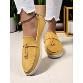 billige Slip-ons og loafers til kvinner-Grønne dameloafers i semsket skinn, lette flate sko med gulldetaljer for uformelle antrekk og daglige dates