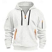 abordables sudaderas basicas hombre-Hombre Sudadera Sudadera con capucha y cremallera de un cuarto Negro Blanco Rojo Azul Piscina Caqui Con Capucha Plano Jacquard Bolsillo Deporte Diario Festivos Poliéster Ropa de calle Básico Casual