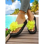 olcso Nyári szandálok-női bézs virágmintás flip-flop papucs párnázott talppal, hétköznapi strandszandál nyári vakációhoz és medence melletti kikapcsolódáshoz