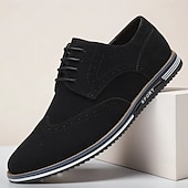 abordables Semiformal-Zapatos oxford de piel sintética marrón caramelo para hombre con detalles brogue: zapatos elegantes e informales con cordones para el trabajo, citas y uso diario.