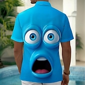 abordables Modèle 3D-Homme Dessin animé Drôle Visage Souriant Chemise Chemise d&#039;été Chemise Boutonnée Manche Courte Mode Décontractée Extérieur Vacances Tenue Quotidienne Été Printemps Col Rabattu Impression 3D chemises