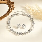 abordables Parures de Bijoux-Parure de bijoux 2 Zircon Perle Zircon 1 Collier Boucles d&#039;oreilles Femmes Élégant ancien Luxe Mignon Perles Etoile Forme de Fleur irrégulier Parure de Bijoux Pour Mariage Soirée Tenue de soirée