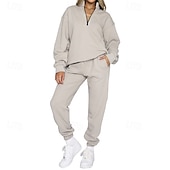 abordables Chándales-Mujer Tracksuit Pantalones Deportivo Sudadera tipo jersey Correa Bolsillo con cremallera Color sólido Trajes de Yoga Otoño Negro Azul cielo Gimnasio Rutina de ejercicio Deportes Resistente al Viento