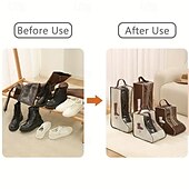 お買い得  収納＆整理-再利用可能なトールブーツ収納バッグ4個パック、ハイカットスニーカー用の防塵吊り下げ式シューズオーガナイザー