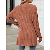 abordables Cardigans et vêtements d&#039;extérieur-Femmes Pull Cardigan Élégant Mode Streetwear Couleur Unie Ouvert devant Avec Poches Tricoté manche longue Hauts Réguliers Tricoter Extérieur Quotidien Week-end Rose Claire Bleu Automne Hiver