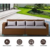 economico Copertura per Cuscini da Patio-Set di 14 fodere per cuscini impermeabili da esterno per patio, adatte a divani componibili in vimini e rattan da 6 posti, include 8 schienali e fodere per cuscini da patio resistenti allo sbiadimento