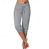 billige cargobukser for kvinner-Dame Capri-bukser Søndagsshorts Gatemote Fritid Kalv lengde Medium Midje عادي Elastisk midje Snorer Pusteevne Myk Mikroelastisk Feriereise Gate Dagligdagstøy Svart Rosa Navyblå Grønn Sommer Normal