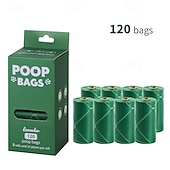 abordables Toilettage pour chiens-Nouveau sac à crottes de chien recyclable et écologique, sac de rangement portable, clip mains libres, sac à déchets pour animaux de compagnie, 8 rouleaux avec tête à clip