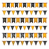 cheap Halloween Outdoor Decor-14x21/20X30cm Halloween Bunting Banner Spooky Party Decoration for Halloween Durable Fabric Banner with Ghost, Pumpkin, and Bat Designs  Indoor/Outdoor Hanging Decor for Home, Office, or Party Venues