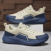 Χαμηλού Κόστους Ανδρικά Sneakers-Ανδρικά πλεκτά mesh αθλητικά παπούτσια με μπλε σόλα σε αντίθεση – ελαφριά και αναπνεύσιμα αθλητικά παπούτσια για τρέξιμο, καθημερινή προπόνηση, ταξίδια στην πόλη και ενεργό τρόπο ζωής.
