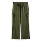 baratos Clássico-Homens Calças Cargo Calças Calção Calça verão Calças de praia Com Cordão Cintura elástica Bolso multi Côr Sólida Tecido Conforto Respirável Comprimento total Ao ar livre Diário Feriado Férias Moda