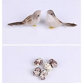 お買い得  彫像-鳥と卵が入った手作りの籐の鳥の巣、結婚式のディスプレイ用の籐の鳥の巣箱の装飾、テーブルのセンターピースや家の装飾用の森風の写真小道具