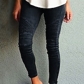 abordables Leggings lisos-Mujer pantalones Pantalones Ropa de calle Casual Longitud total Cintura Media Plano Bolsillo Cintura elástica Confortable Al Aire Libre Cómodo Exterior Festivos Ropa Cotidiana Negro Azul Piscina