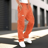 cheap Cargo Pants-Men's Cargo Pants Trousers Drawstring Elastic Waist Multi Pocket Plain Wearable Outdoor Daily Camping &amp; Hiking Fashion Classic Dark Brown Lake blue