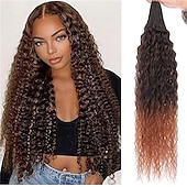 baratos Cabelo de crochê-Micro tranças brasileiras pré-enroladas, cabelo cacheado de crochê, 18 polegadas, cabelo de crochê com ondas d&#039;água, extensões de cabelo afro crespo e cacheado, cabelo sintético de crochê com ondas