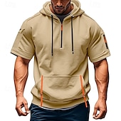 economico felpe con cappuccio da uomo di base-Per uomo Felpa con cappuccio Felpa con cappuccio tattica Tattico Rosso bordeaux Nero Blu marino Blu Verde scuro Con Cappuccio Semplice Tasca Frontale Zip a un quarto Sport &amp; Outdoor Casuale Quotidiano