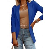 abordables Blazers et Costumes-Femmes Veste Décontractée Confortable Respirant Coupe ajustée Occasionnel Uni Vacances Travail Rue Occasionnel Ouvert devant Régulier Col Rabattu Coupe régulière manche longue Vêtements d&#039;extérieur