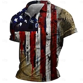 American Independence Day Men's American Flag Veterans Polo Shirts Golf Shirt Short Sleeve Polo Shirts Collared Shirts Casual Streetwear Vacation Wear Party Outfits Buttons 3D Print Spring & Summer 6