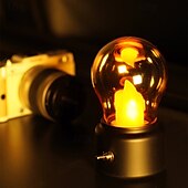 abordables 123496-1 ampoule rétro veilleuse flamme sautante chambre chevet sommeil lumière LED lumière USB charge et branchement double usage bureau atmosphère lumière Halloween Noël vacances atmosphère lumière