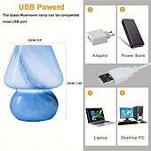 economico lampada da comodino-Graziosa lampada da comodino a forma di fungo a LED - lampada da comodino in vetro con luminosità regolabile, perfetta per l&#039;arredamento della casa &amp;regali