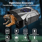 economico Telemetri e telescopi-Binocolo per birdwatching, binocolo transfrontaliero, visione notturna, zoom 4k 16x, raffica a infrarossi, foto e video HD