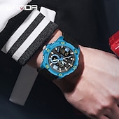 baratos Relógios Digitais-Sanda 3372 relógio masculino com visor duplo, cronógrafo, despertador, esportivo, multifuncional, à prova d&#039;água, com LED, eletrônico