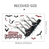 economico Adesivi di Halloween-Adesivo da parete di Halloween con design spettrale di mani, teschi e pipistrelli, decorazione murale autoadesiva per soggiorno e feste di Natale