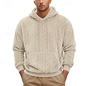 baratos camisolas de lã-Homens Moletom com zíper Moletom Moletom Zip Moletom de lã Adamascado Preto Azul Marron Cinzento Com Capuz Tecido Textura Desportos e Ar livre Casual Diário Roupa de rua Legal Designer Outono