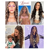 abordables Clip dans les extensions-Extensions de cheveux à clipser 6 pièces 24 extensions de cheveux noirs longues vagues sirène ondulées synthétiques à clipser postiche pour femmes