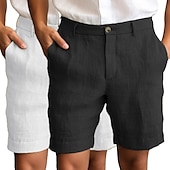 levne Klasický-Pánské Kraťasy Lněné šortky Šortky Letní šortky Plážové šortky Zip Knoflíky Kapsy Bez vzoru Pohodlné Prodyšné Délka kolen Venkovní Denní Jdeme ven Módní Klasický styl černá + šedá Bílá + Zelená