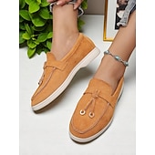 billige Slip-ons og loafers til kvinner-Grønne dameloafers i semsket skinn, lette flate sko med gulldetaljer for uformelle antrekk og daglige dates