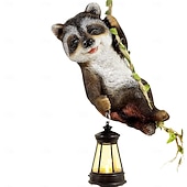 halpa Maisemavalot-1 kpl kiipeilevä pesukarhupatsas, jossa on aurinkokennolla toimiva vedenpitävä valo, puutarhaterassilla ja parvekkeella riippuva koristevalo, söpö eläinmaisemavalo