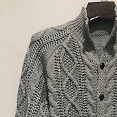 economico Maglioni Cardigan da uomo-Per uomo Felpa Cardigan Treccia Maglia Top Regolari Lavorato a maglia Semplice Colletto Mao Moderno Contemporaneo Casual Casuale Abbigliamento quotidiano Abbigliamento Autunno &amp; Inverno Rosso