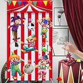 お買い得  屋外活動-サーカスゲーム 屋外パーティー 鮮やかな屋外用 サーカスゲーム サンドバッグフラッグ 1個 53 x 30 丈夫なサテンバナー カラフルなピエロ付き &amp;家族で楽しめる庭や裏庭の装飾のためのトスゲーム