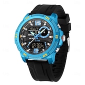 baratos Relógios Digitais-Sanda 3372 relógio masculino com visor duplo, cronógrafo, despertador, esportivo, multifuncional, à prova d&#039;água, com LED, eletrônico