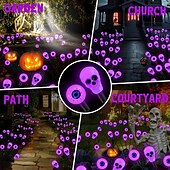 cheap Landscape Lights-1 Pc Outdoor Solar Firefly Lights Halloween 8-Head Skull Eye Insertion Lamp Courtyard Garden Party Horror and Weird Festival Atmosphere Decorative Lights